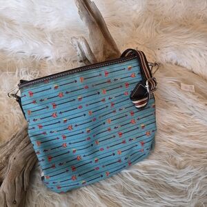 Montana West Turquoise Arrow Print Crossbody Bag with Striped Strap